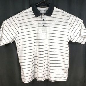 Bugatchi Uomo XL White Black Check Stripes Polo